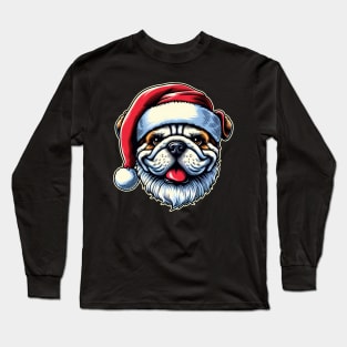 Bulldog as Santa for Christmas Long Sleeve T-Shirt